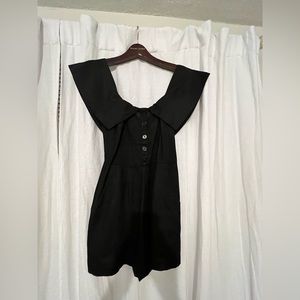 Reformation Black off the shoulder romper with pockets